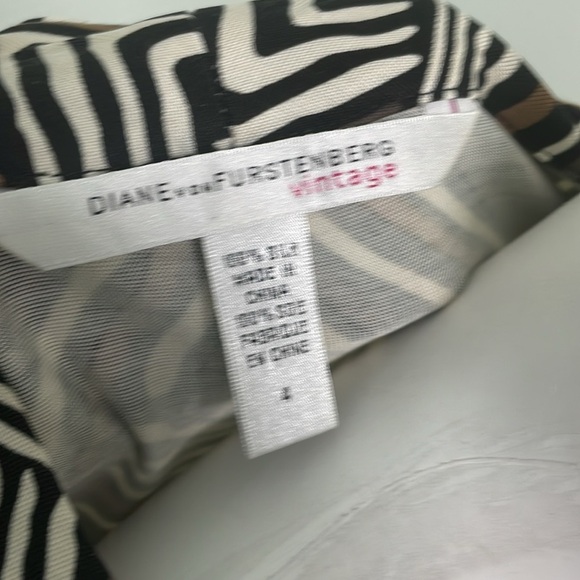 Diane Von Furstenberg Vintage Gaby Brown Diamond Geometric Silk Shift size 4 - Picture 7 of 8